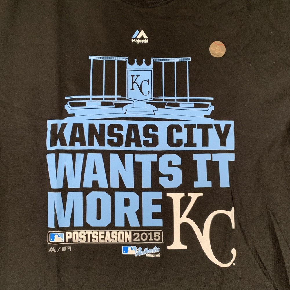 Kansas City Royals Shirt Mens Large Black MLB Baseball Majestic Postseason Tee - Picture 4 of 11